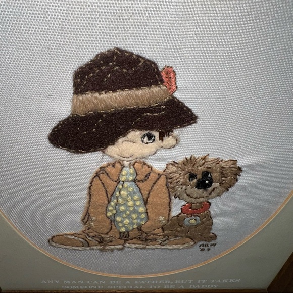 Needlepoint Boy & Dog Framed 1987 - Picture 6 of 9